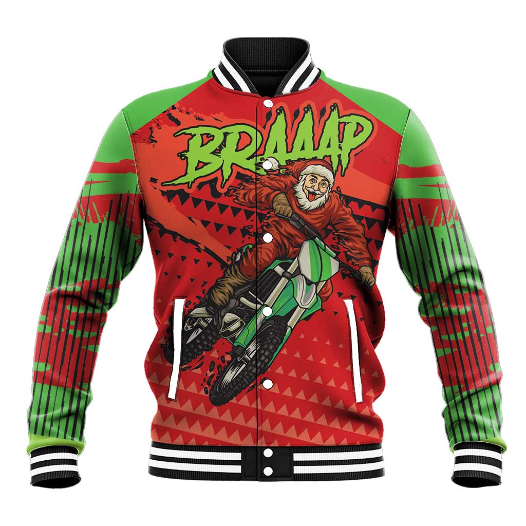 Braaap Baseball Jacket Motorcross Santa Christmas - Wonder Print Shop