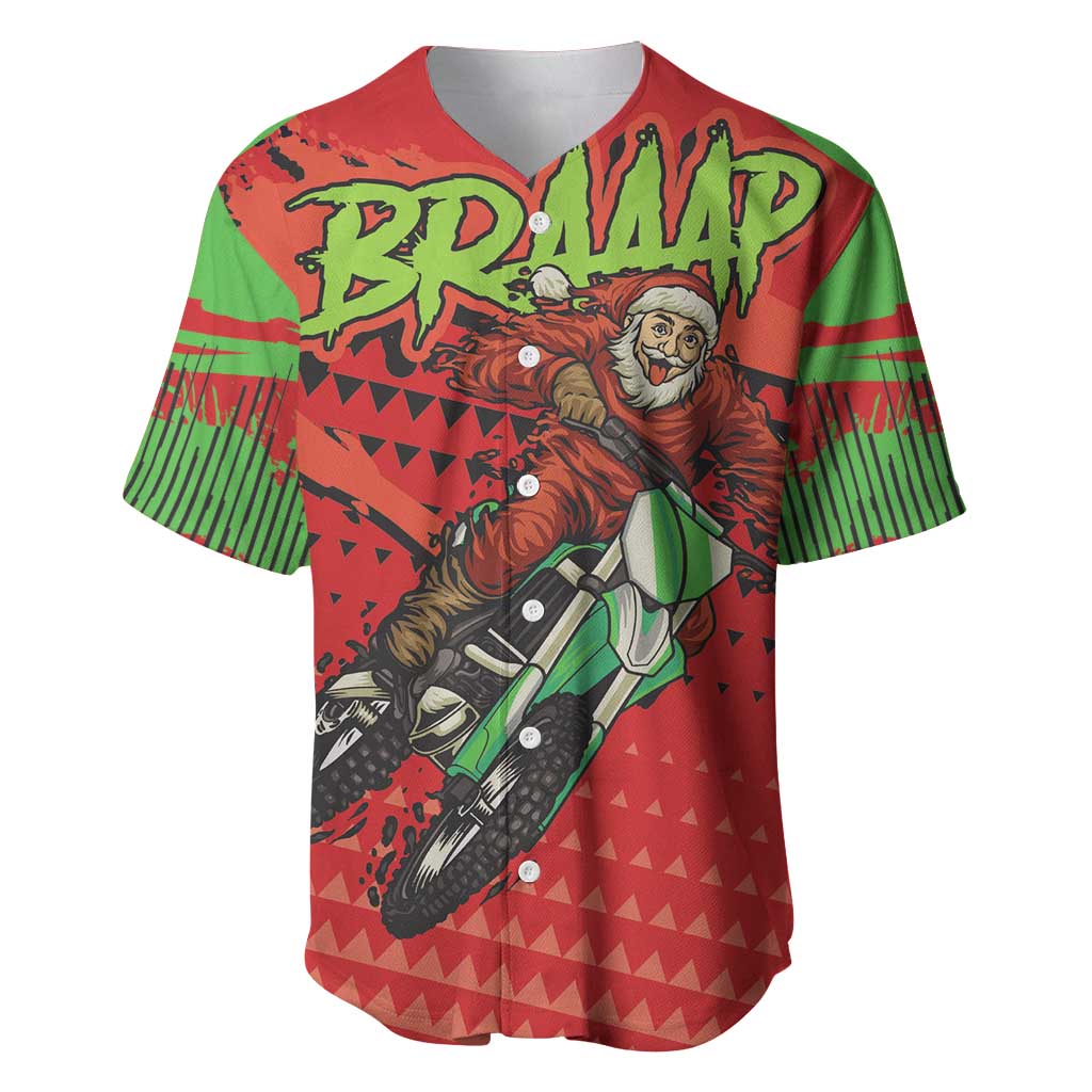 Braaap Baseball Jersey Motorcross Santa Christmas - Wonder Print Shop