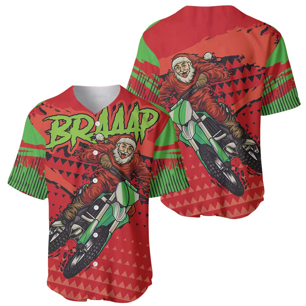Braaap Baseball Jersey Motorcross Santa Christmas - Wonder Print Shop