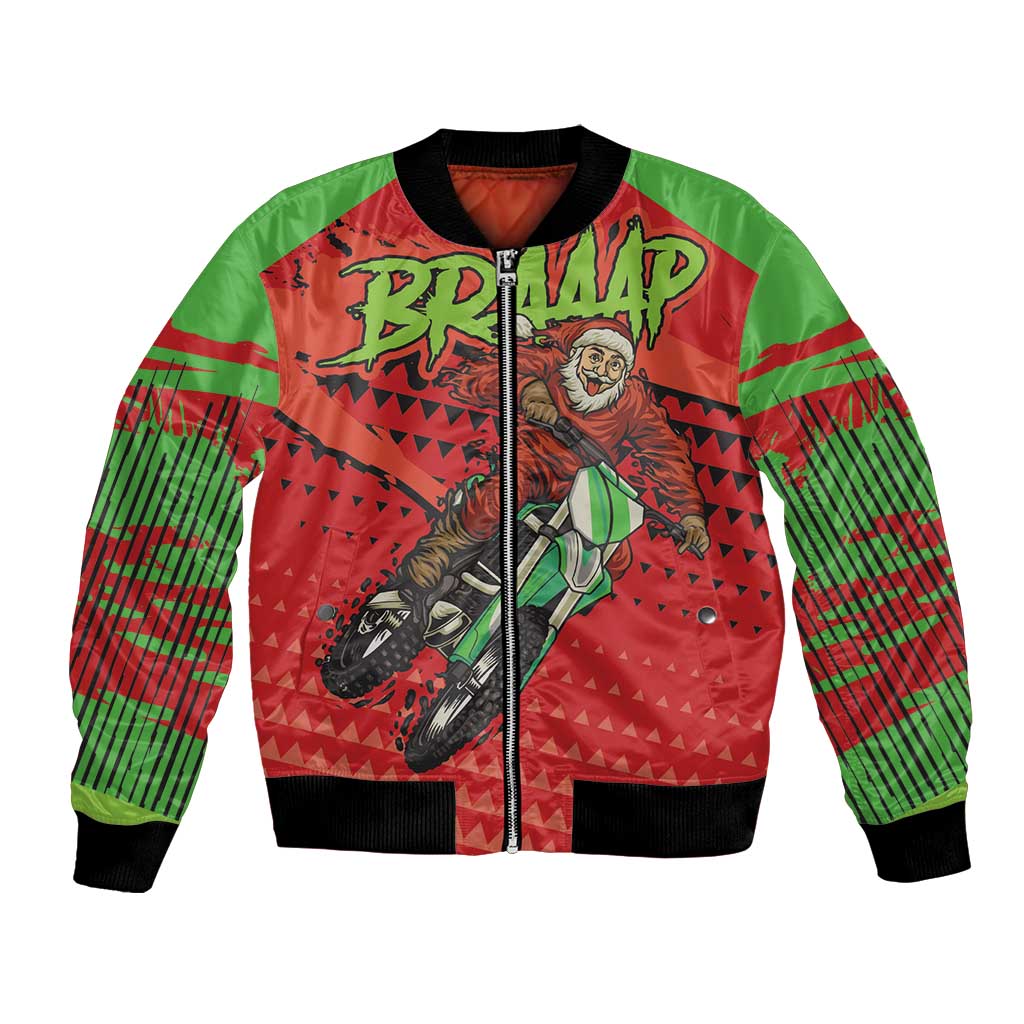 Braaap Bomber Jacket Motorcross Santa Christmas - Wonder Print Shop