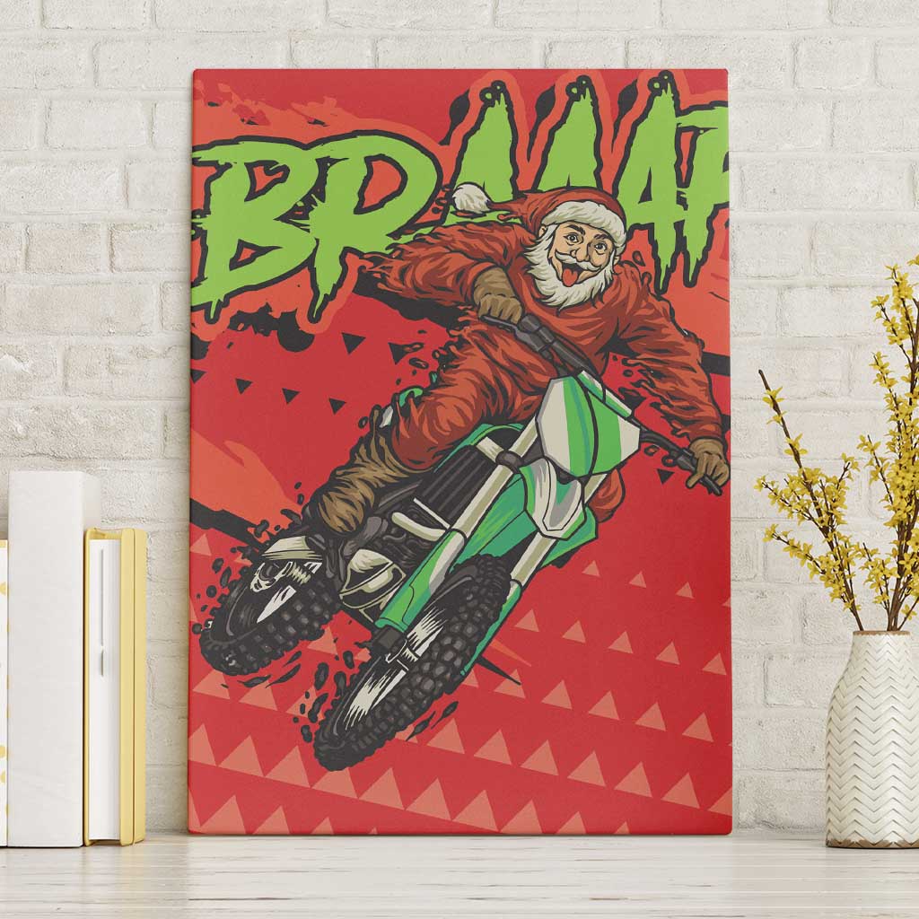 Braaap Canvas Wall Art Motorcross Santa Christmas - Wonder Print Shop