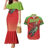 Braaap Couples Matching Mermaid Dress and Hawaiian Shirt Motorcross Santa Christmas - Wonder Print Shop