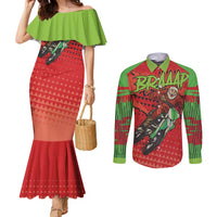 Braaap Couples Matching Mermaid Dress and Long Sleeve Button Shirt Motorcross Santa Christmas