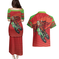 Braaap Couples Matching Puletasi and Hawaiian Shirt Motorcross Santa Christmas - Wonder Print Shop