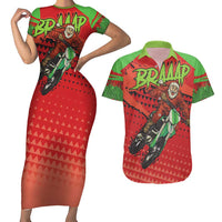 Braaap Couples Matching Short Sleeve Bodycon Dress and Hawaiian Shirt Motorcross Santa Christmas - Wonder Print Shop