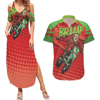 Braaap Couples Matching Summer Maxi Dress and Hawaiian Shirt Motorcross Santa Christmas - Wonder Print Shop