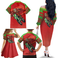Braaap Family Matching Off The Shoulder Long Sleeve Dress and Hawaiian Shirt Motorcross Santa Christmas - Wonder Print Shop