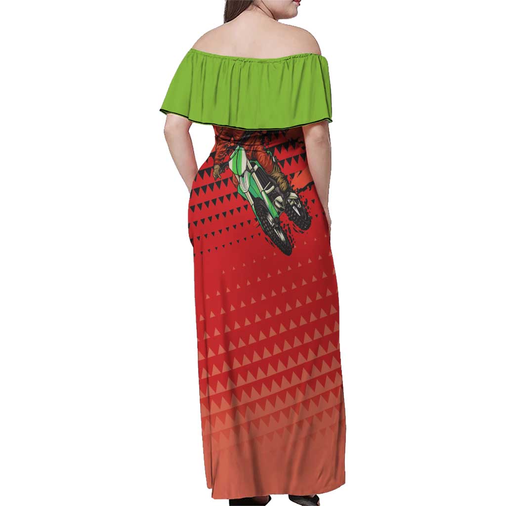 Braaap Family Matching Off Shoulder Maxi Dress and Hawaiian Shirt Motorcross Santa Christmas - Wonder Print Shop