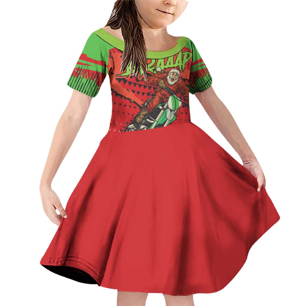 Braaap Family Matching Off Shoulder Short Dress and Hawaiian Shirt Motorcross Santa Christmas - Wonder Print Shop