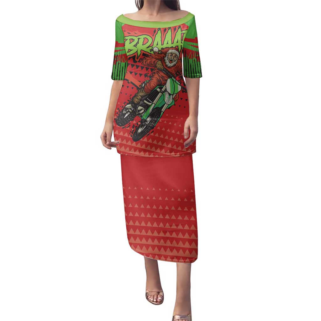 Braaap Family Matching Puletasi and Hawaiian Shirt Motorcross Santa Christmas - Wonder Print Shop