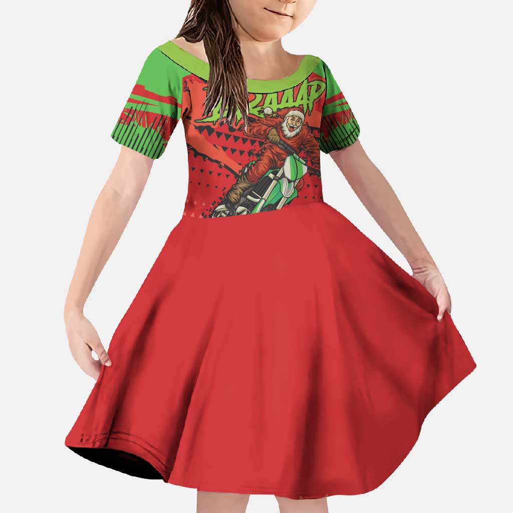 Braaap Family Matching Short Sleeve Bodycon Dress and Hawaiian Shirt Motorcross Santa Christmas - Wonder Print Shop
