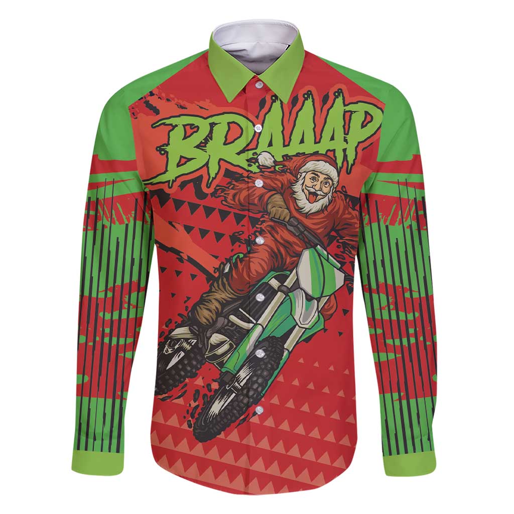 Braaap Family Matching Short Sleeve Bodycon Dress and Hawaiian Shirt Motorcross Santa Christmas - Wonder Print Shop