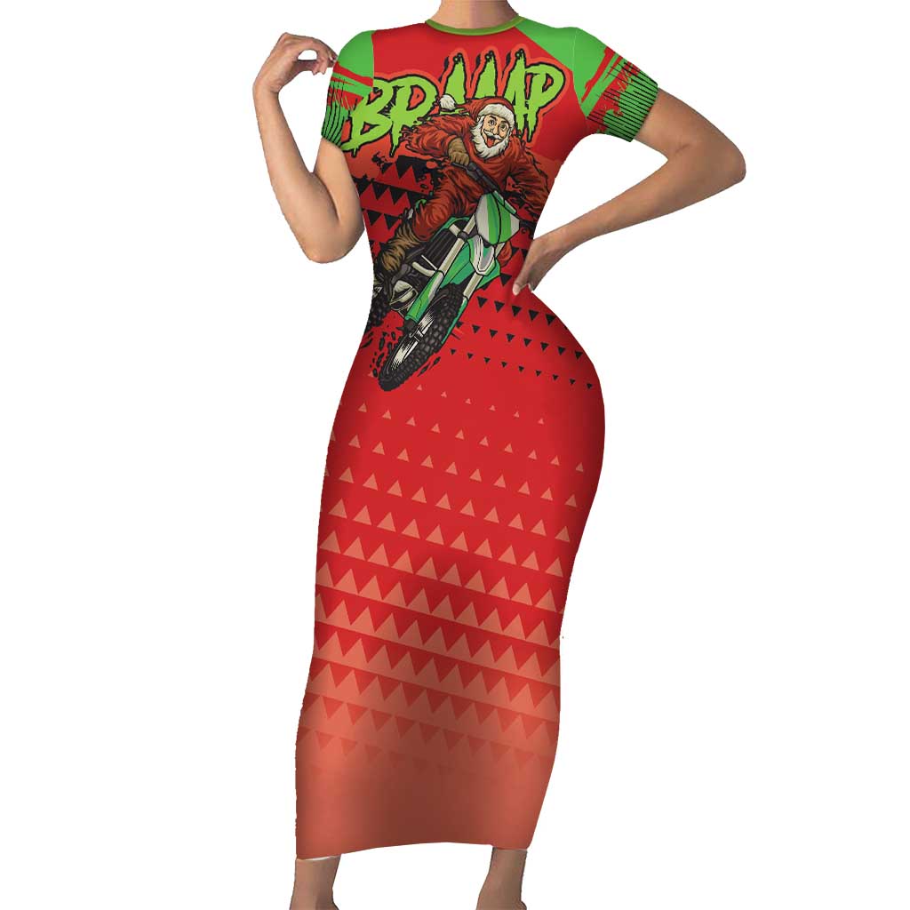 Braaap Family Matching Short Sleeve Bodycon Dress and Hawaiian Shirt Motorcross Santa Christmas - Wonder Print Shop