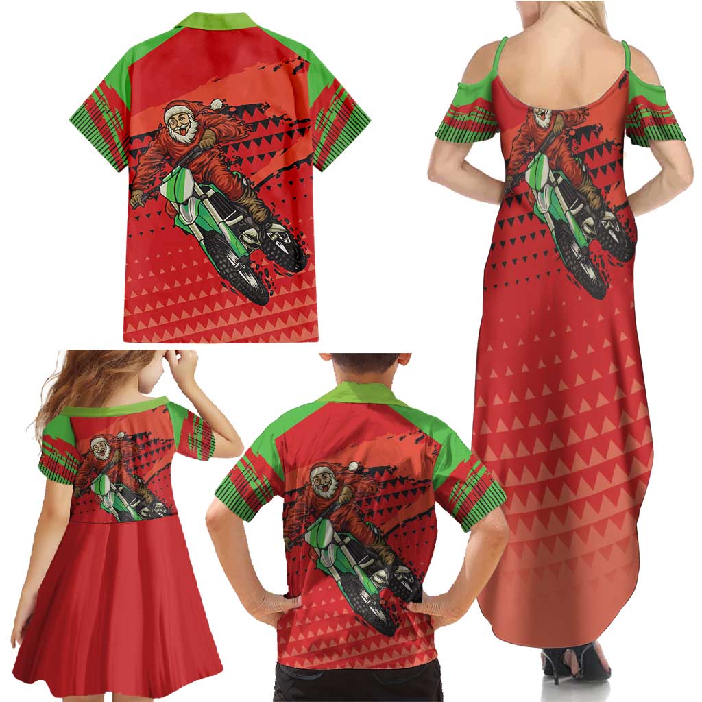 Braaap Family Matching Summer Maxi Dress and Hawaiian Shirt Motorcross Santa Christmas - Wonder Print Shop