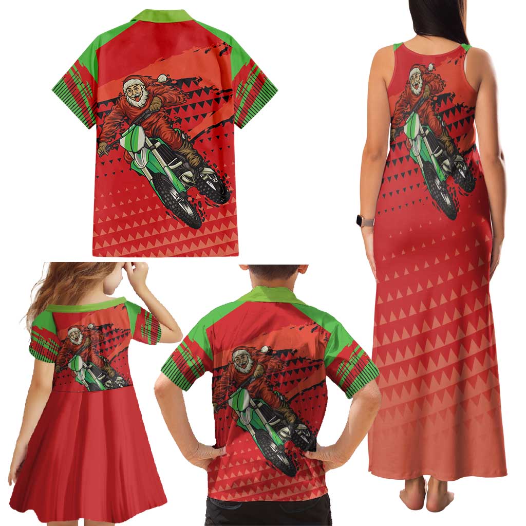 Braaap Family Matching Tank Maxi Dress and Hawaiian Shirt Motorcross Santa Christmas - Wonder Print Shop