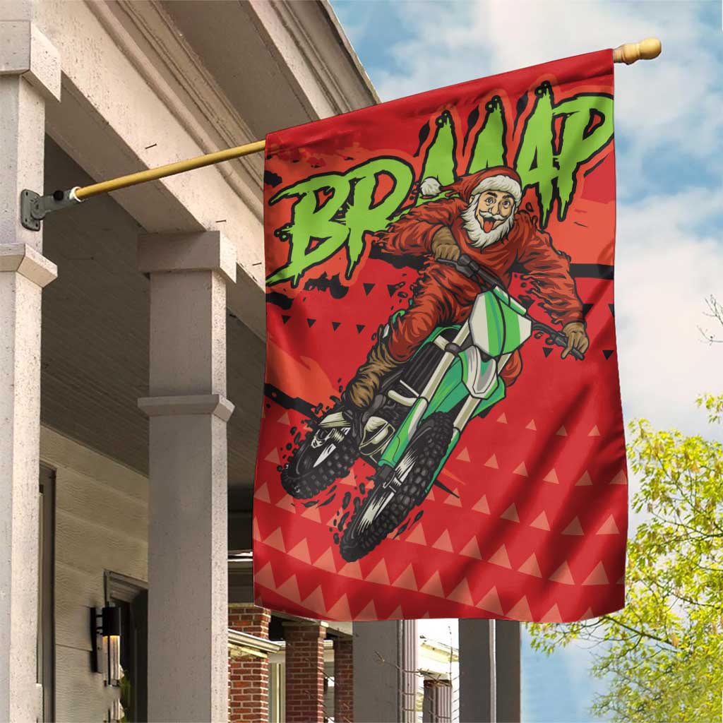 Braaap Garden Flag Motorcross Santa Christmas - Wonder Print Shop