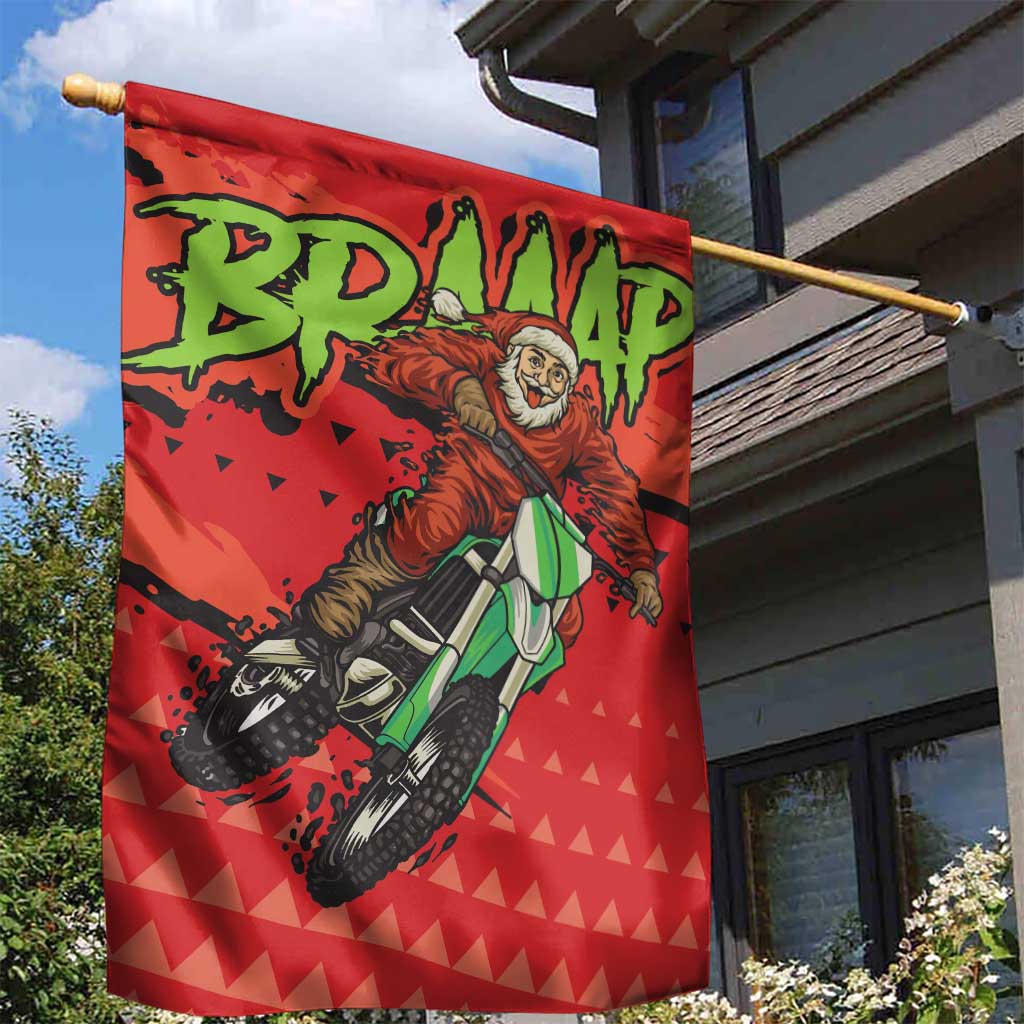 Braaap Garden Flag Motorcross Santa Christmas - Wonder Print Shop