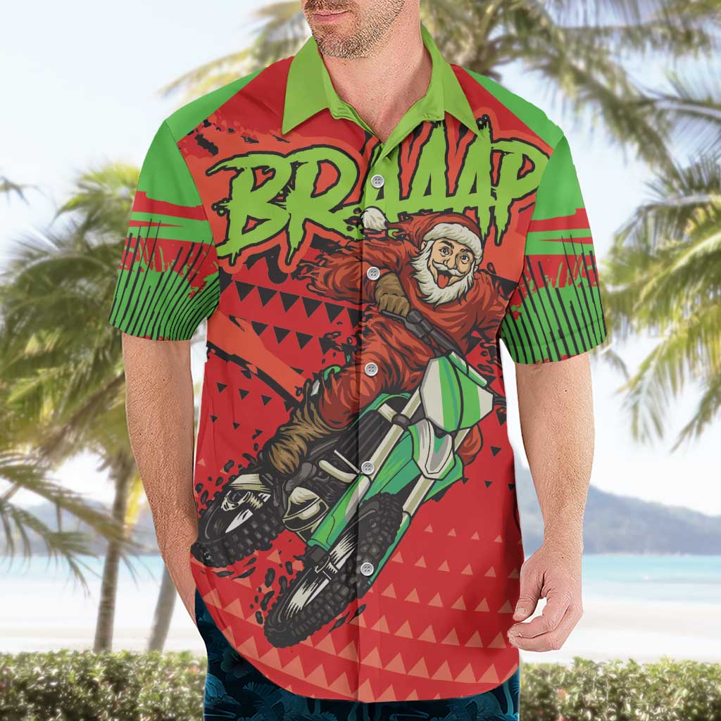 Braaap Hawaiian Shirt Motorcross Santa Christmas - Wonder Print Shop