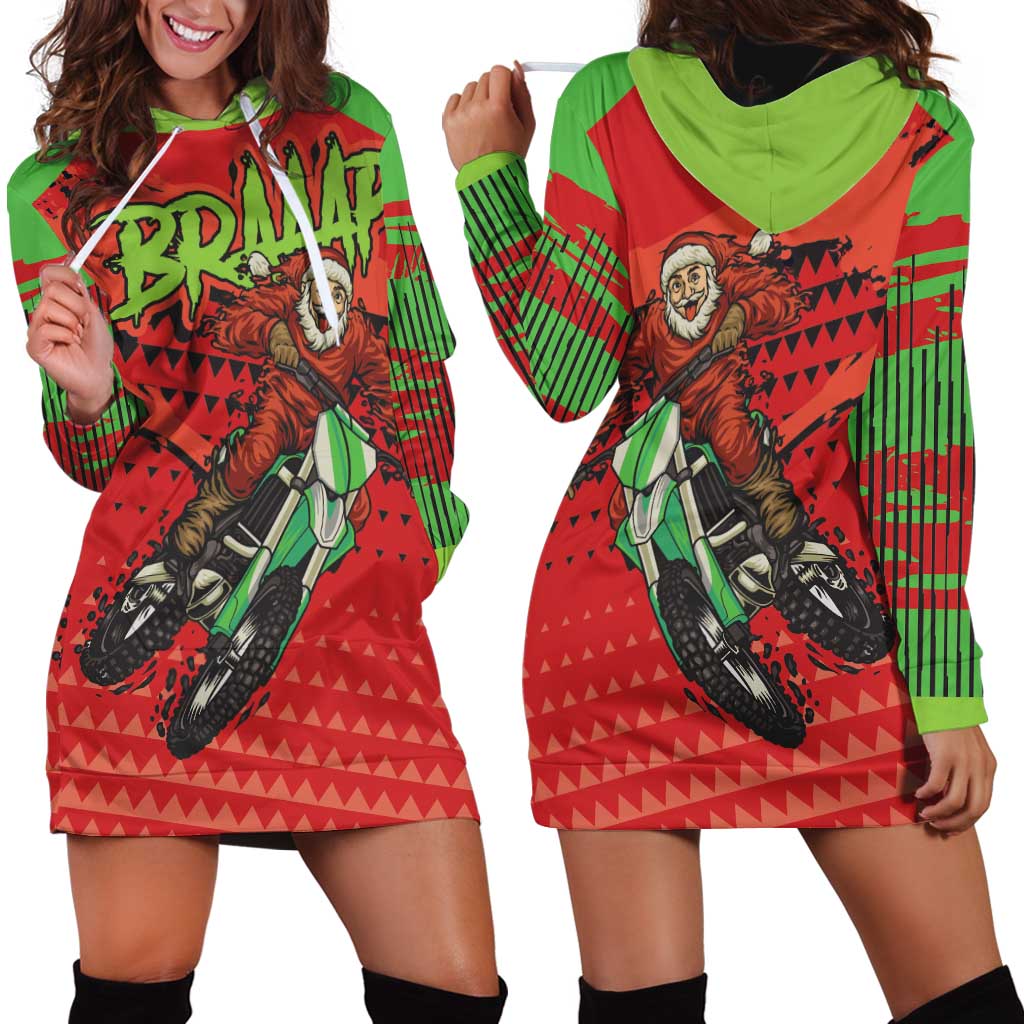 Braaap Hoodie Dress Motorcross Santa Christmas - Wonder Print Shop