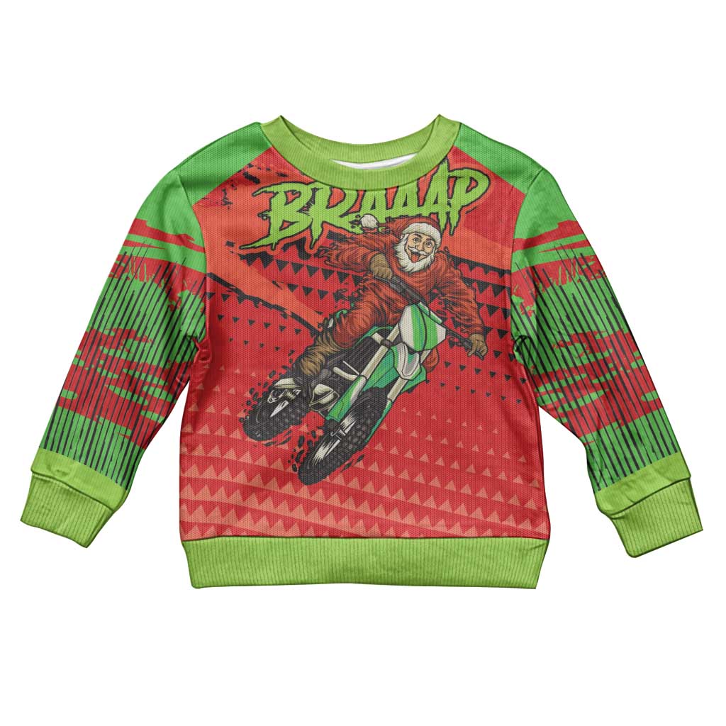 Braaap Kid Ugly Christmas Sweater Motorcross Santa Christmas - Wonder Print Shop