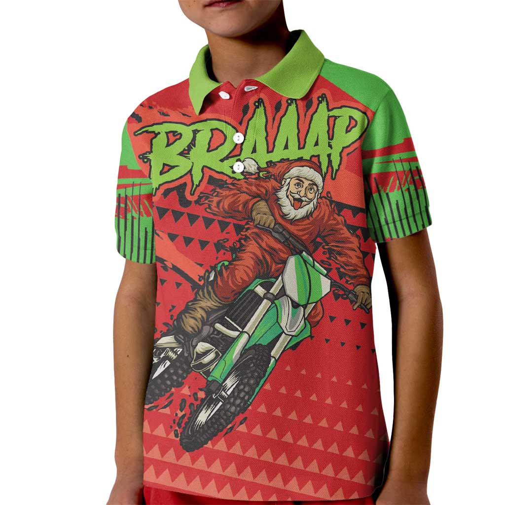 Braaap Kid Polo Shirt Motorcross Santa Christmas - Wonder Print Shop