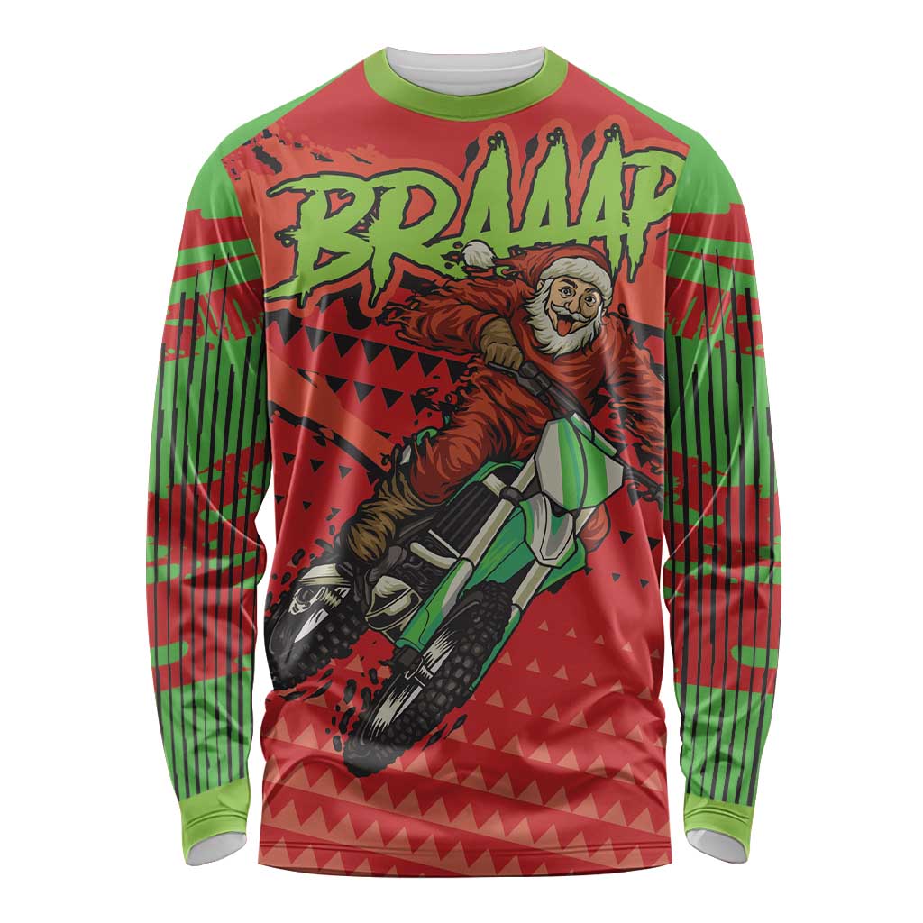 Braaap Long Sleeve Shirt Motorcross Santa Christmas - Wonder Print Shop