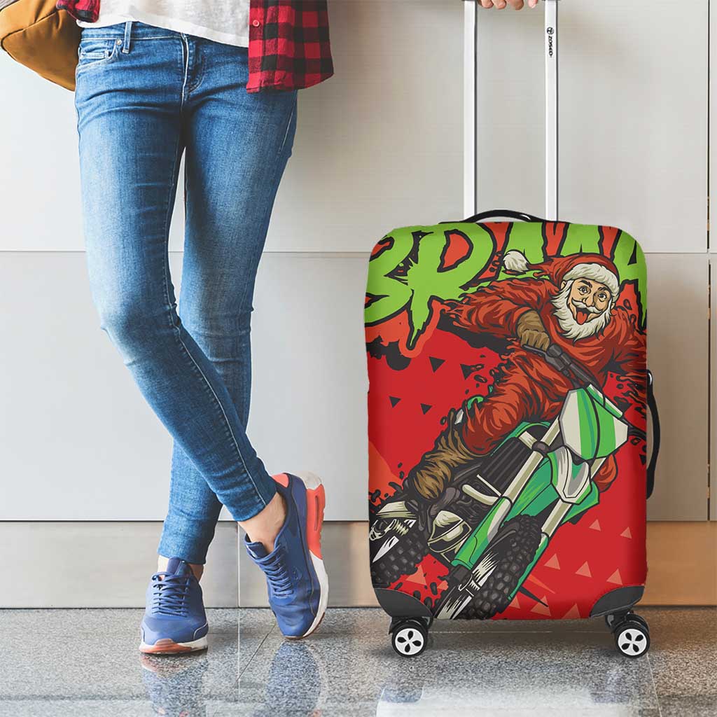 Braaap Luggage Cover Motorcross Santa Christmas - Wonder Print Shop