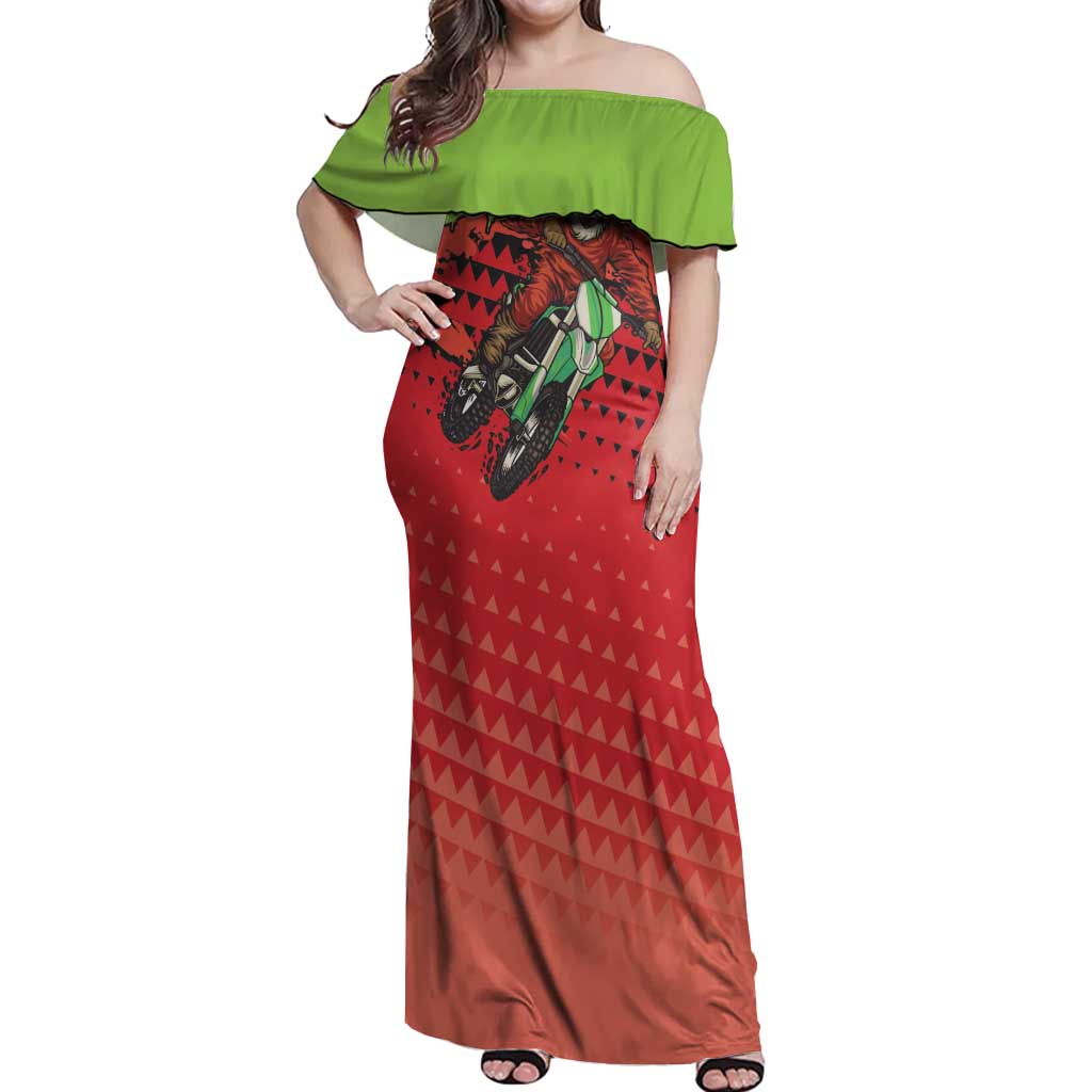 Braaap Off Shoulder Maxi Dress Motorcross Santa Christmas - Wonder Print Shop
