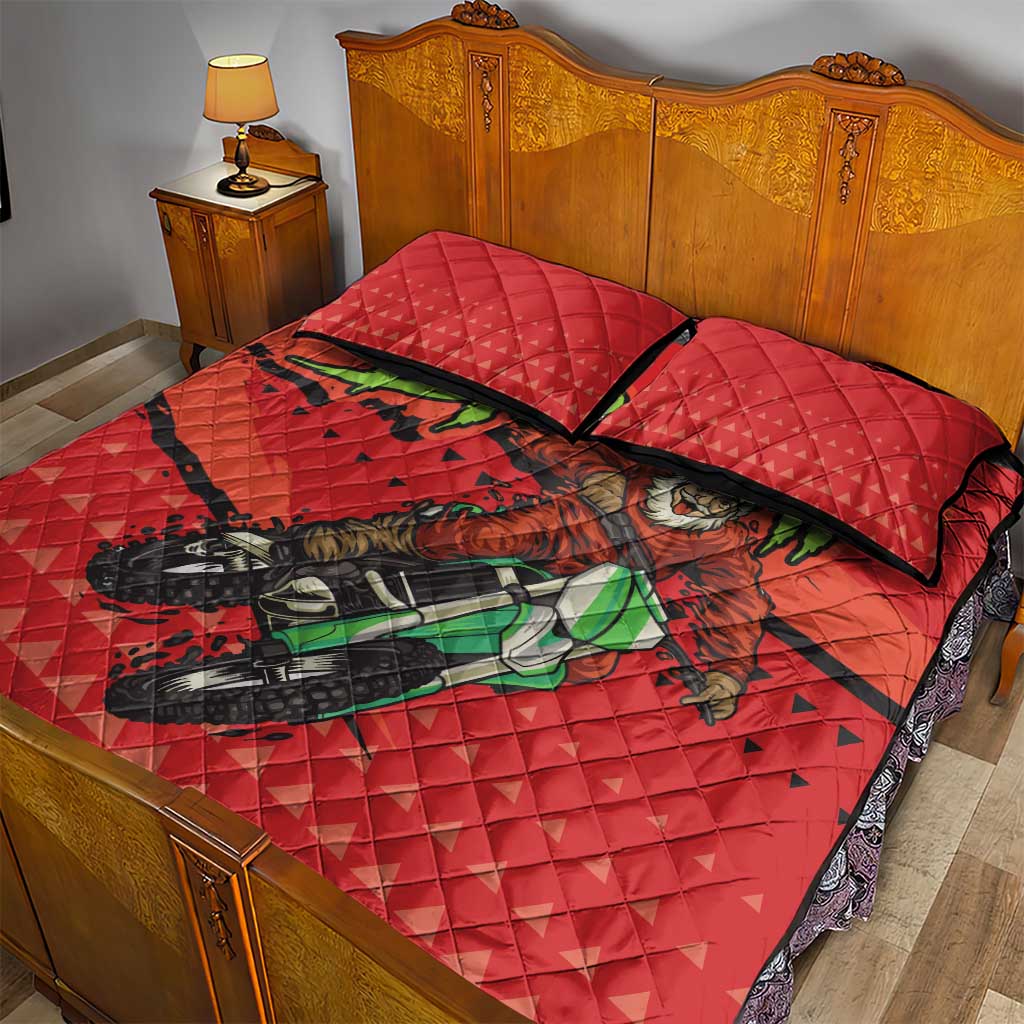 Braaap Quilt Bed Set Motorcross Santa Christmas - Wonder Print Shop