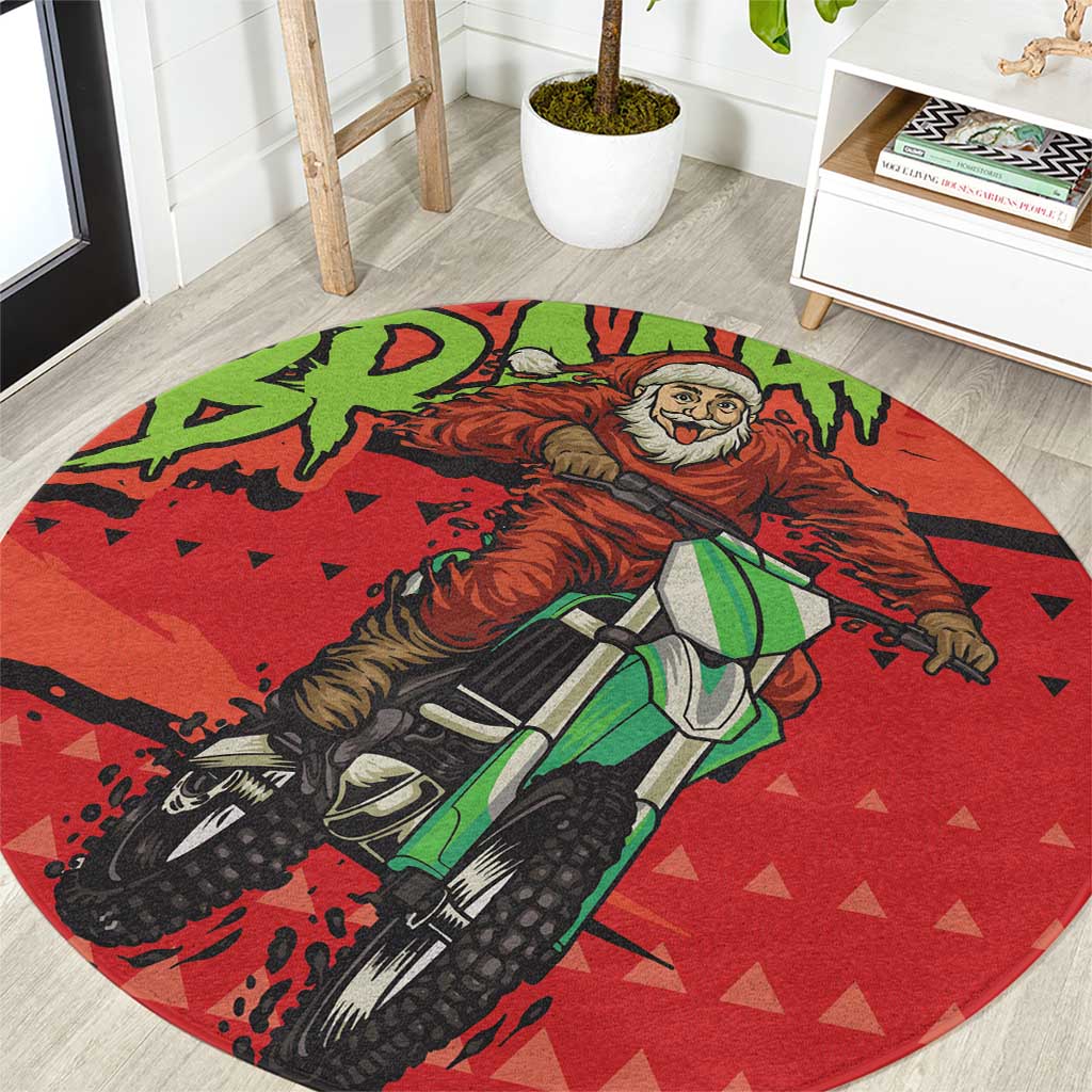 Braaap Round Carpet Motorcross Santa Christmas