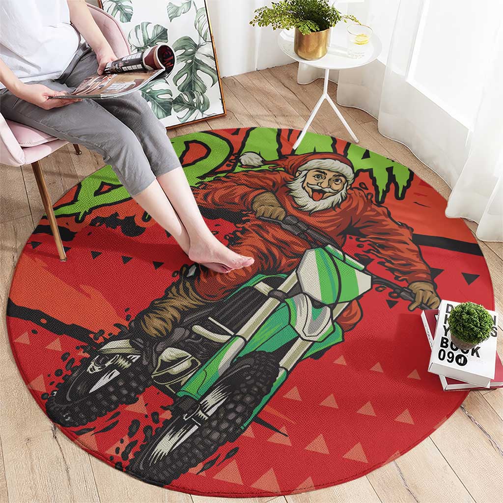 Braaap Round Carpet Motorcross Santa Christmas