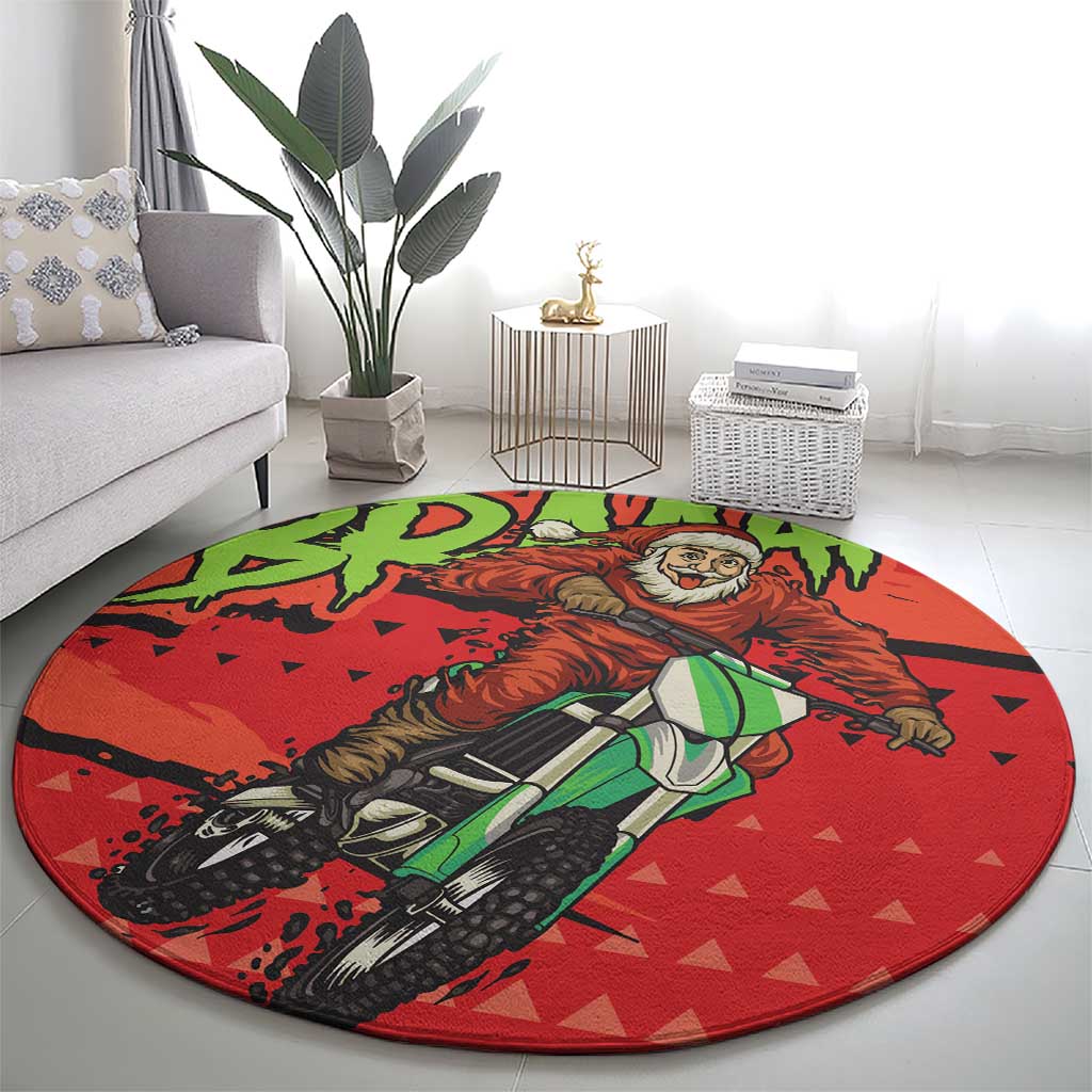 Braaap Round Carpet Motorcross Santa Christmas