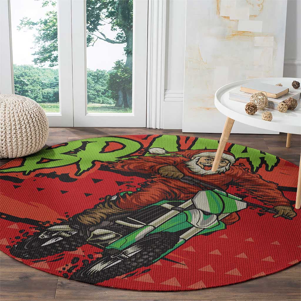 Braaap Round Carpet Motorcross Santa Christmas