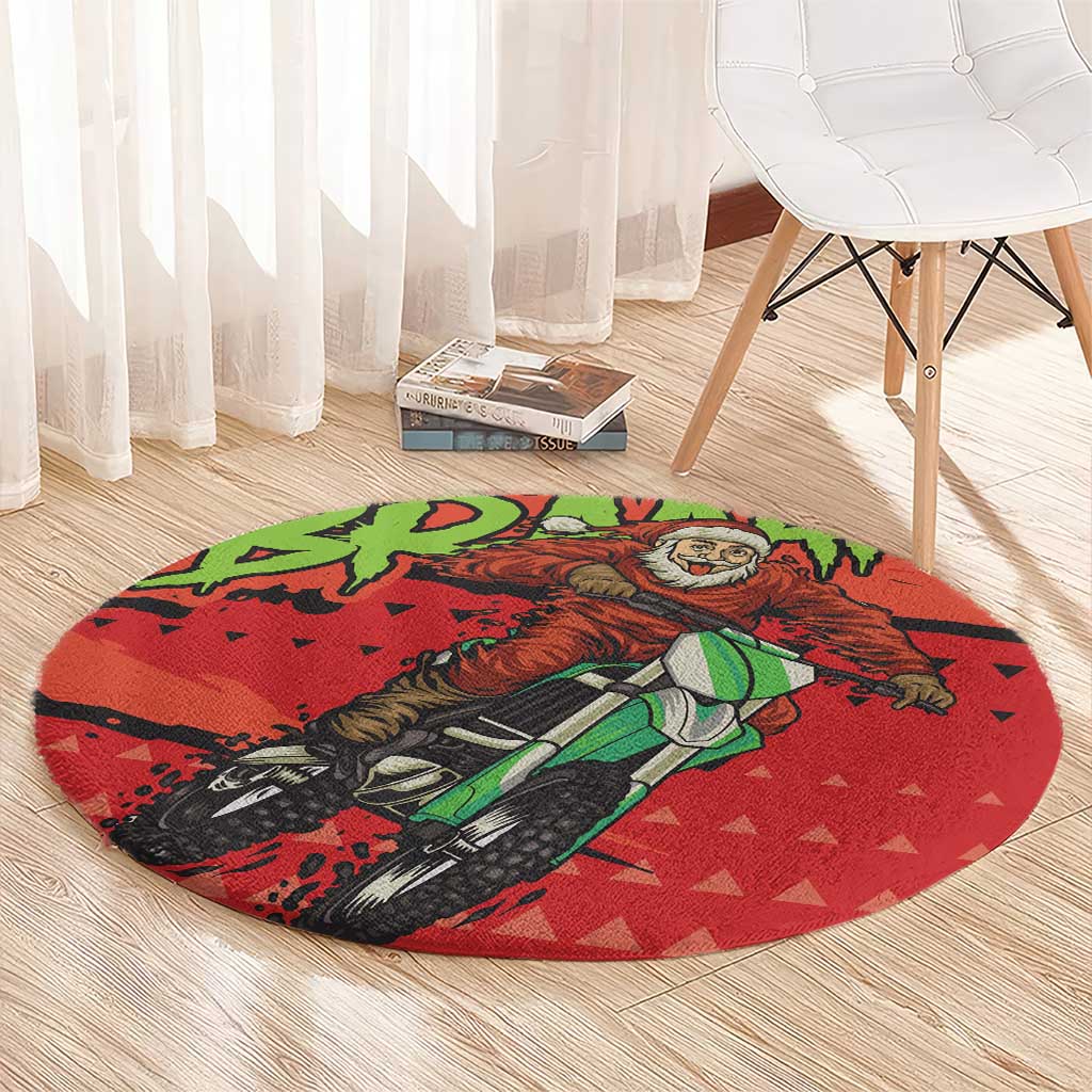 Braaap Round Carpet Motorcross Santa Christmas