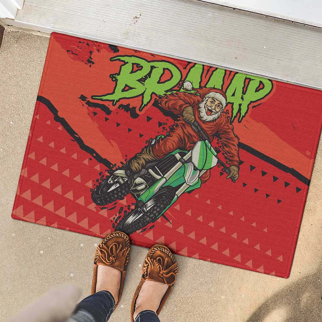 Braaap Rubber Doormat Motorcross Santa Christmas - Wonder Print Shop