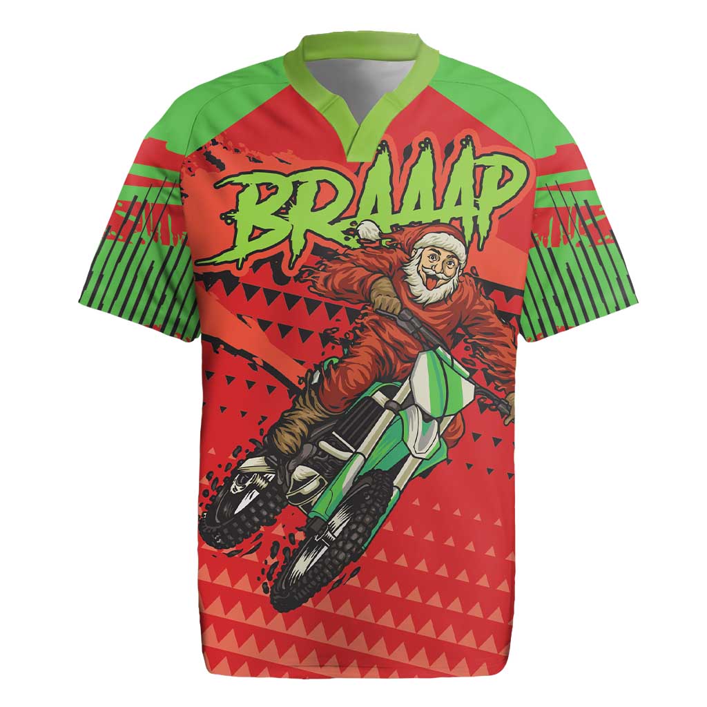 Braaap Rugby Jersey Motorcross Santa Christmas - Wonder Print Shop