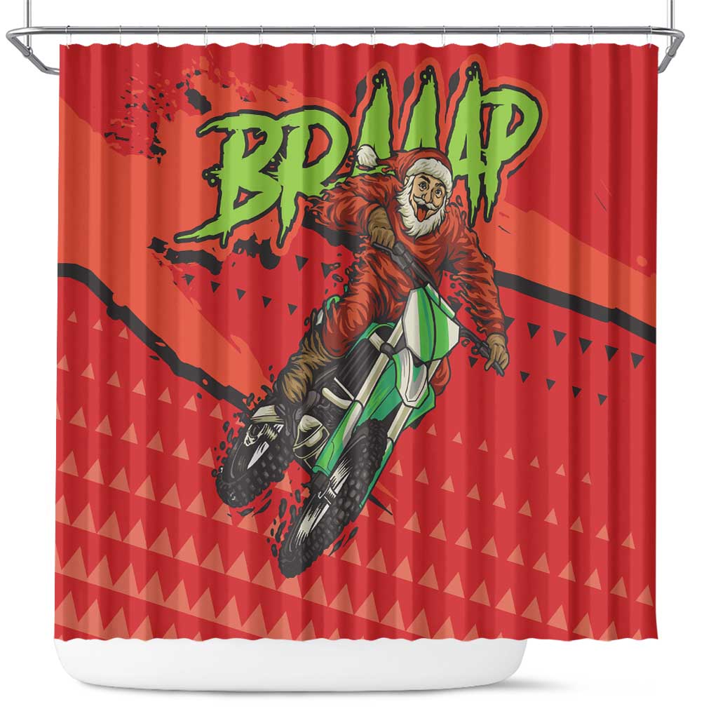 Braaap Shower Curtain Motorcross Santa Christmas