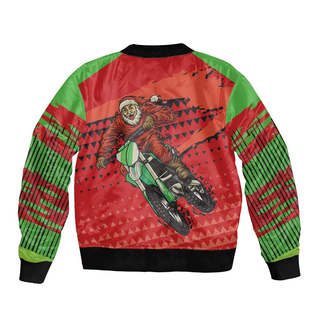 Braaap Sleeve Zip Bomber Jacket Motorcross Santa Christmas - Wonder Print Shop