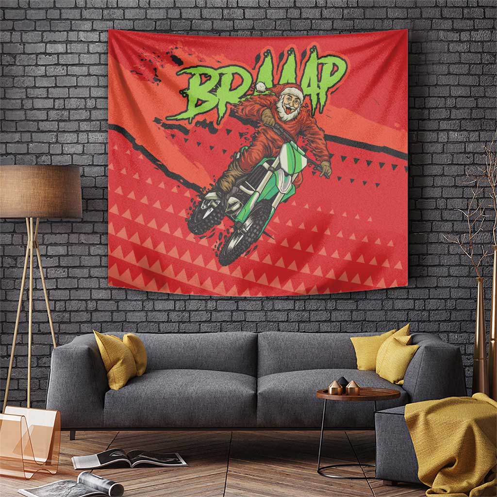 Braaap Tapestry Motorcross Santa Christmas - Wonder Print Shop