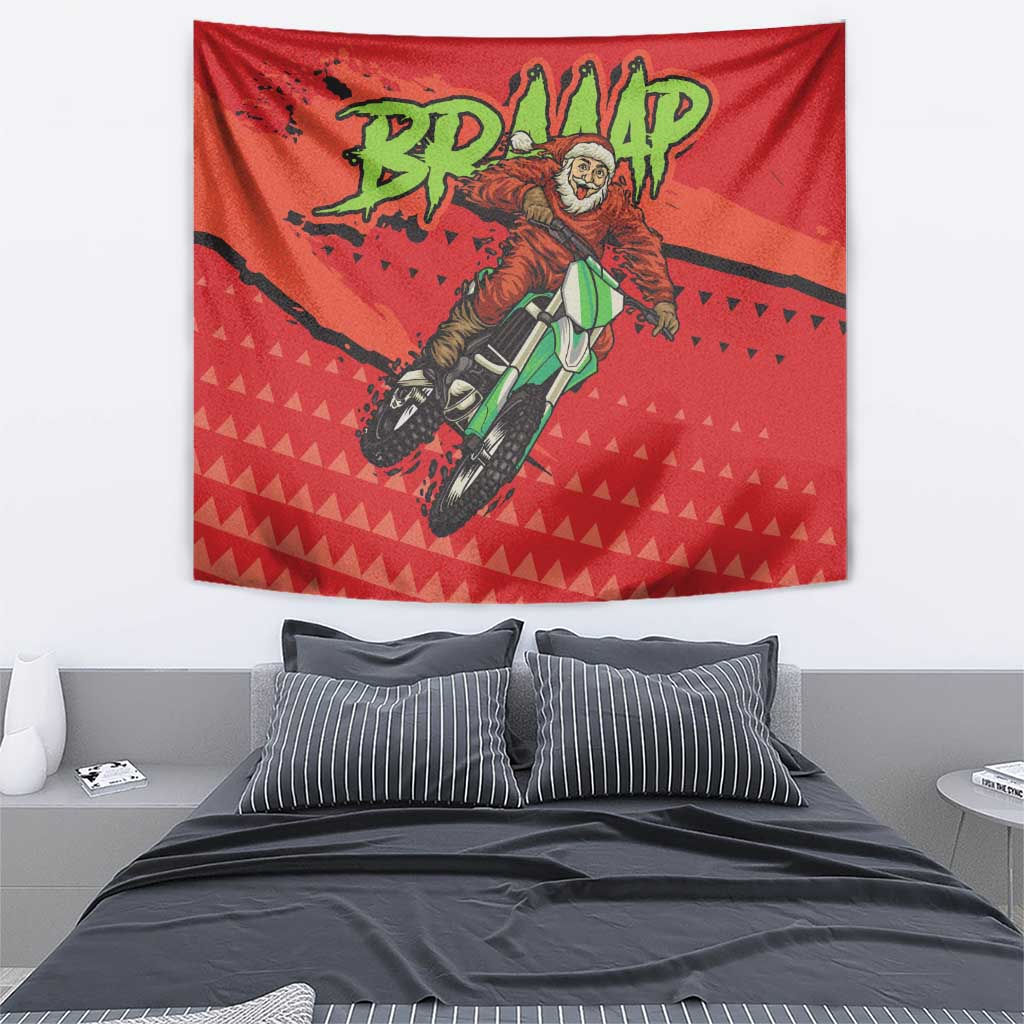 Braaap Tapestry Motorcross Santa Christmas - Wonder Print Shop
