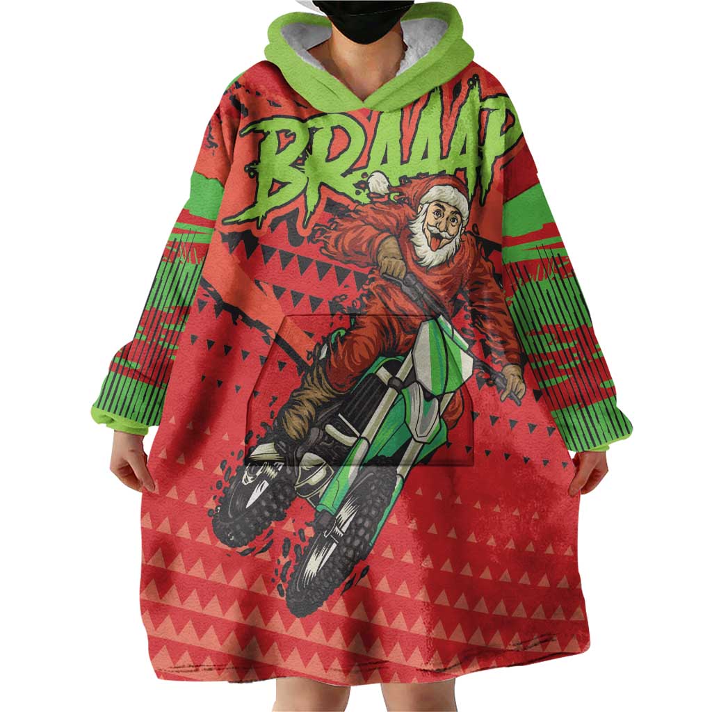 Braaap Wearable Blanket Hoodie Motorcross Santa Christmas - Wonder Print Shop