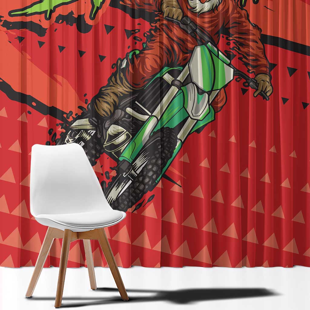 Braaap Window Curtain Motorcross Santa Christmas - Wonder Print Shop
