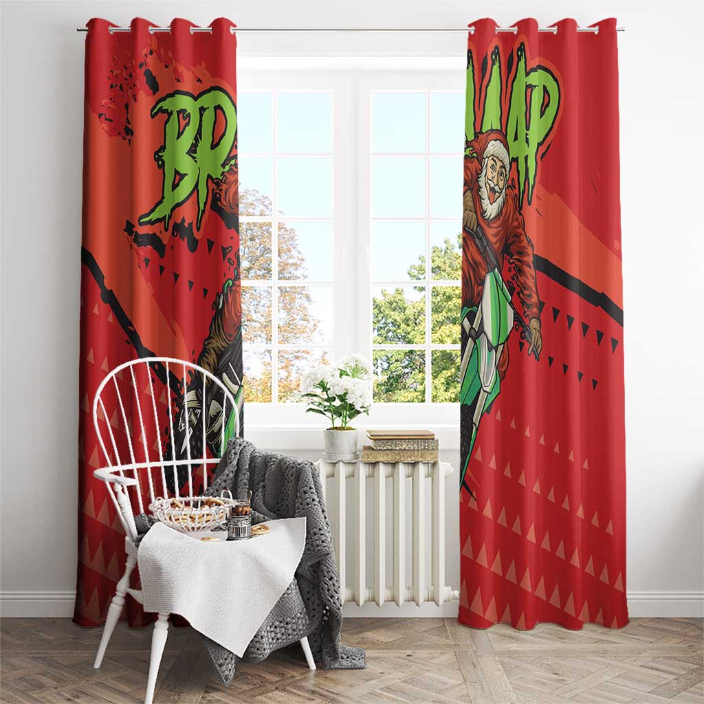 Braaap Window Curtain Motorcross Santa Christmas - Wonder Print Shop
