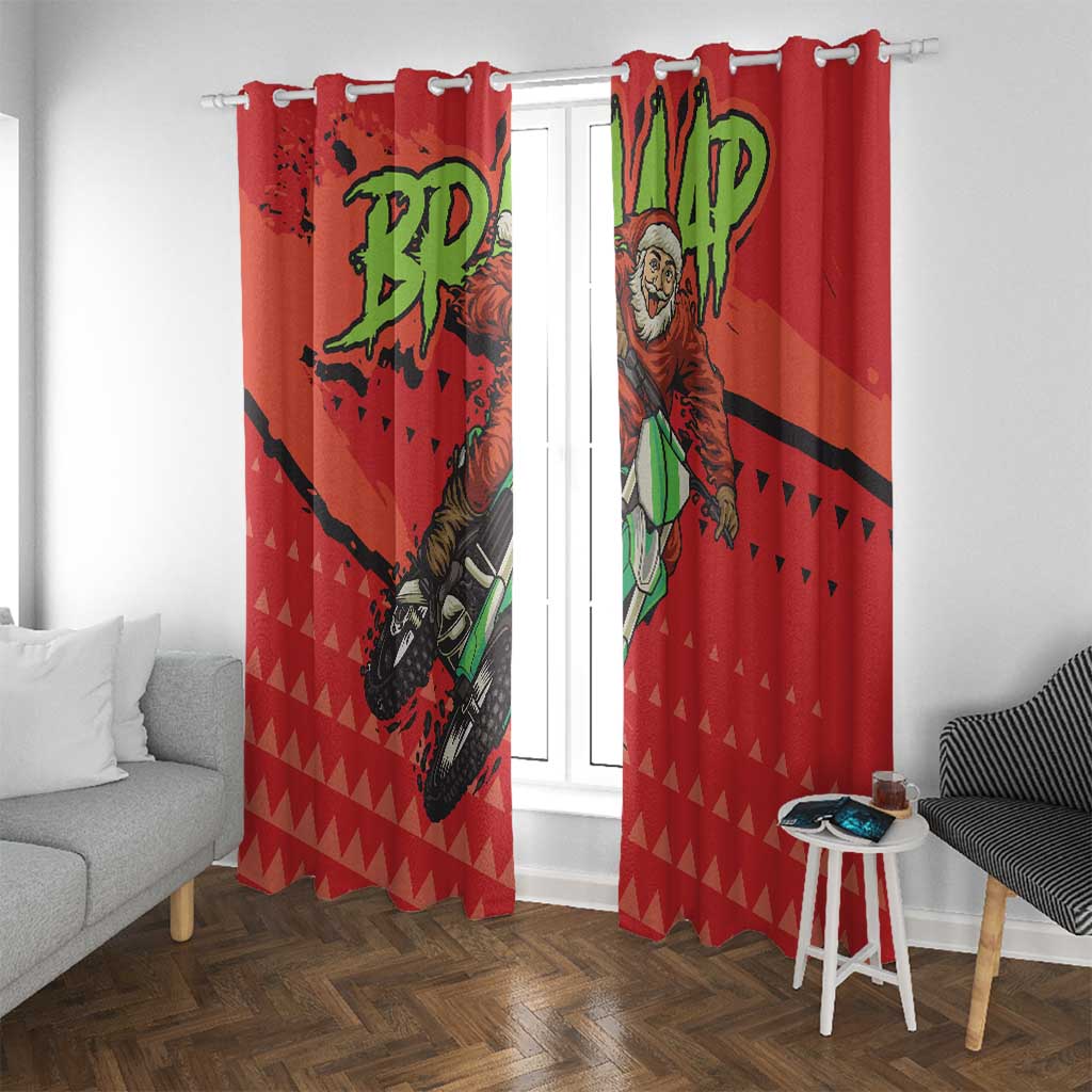Braaap Window Curtain Motorcross Santa Christmas - Wonder Print Shop