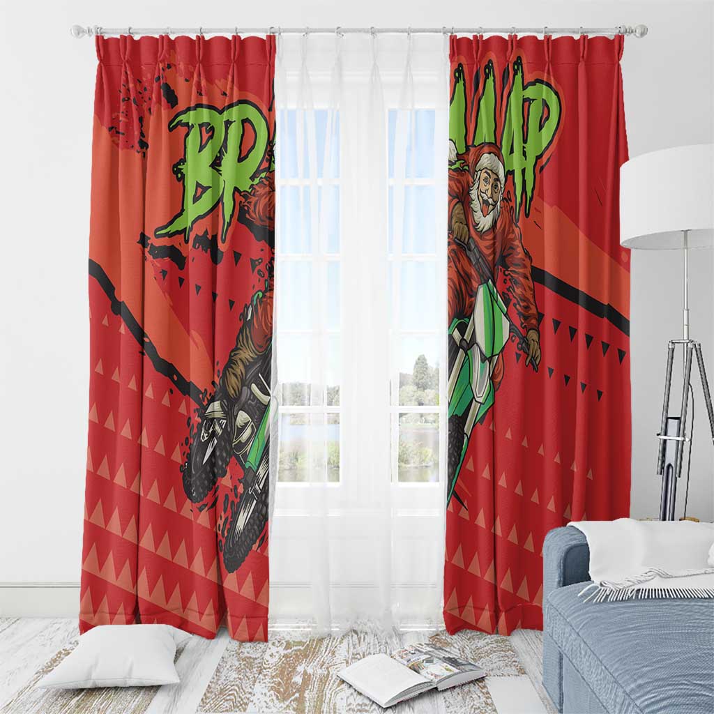Braaap Window Curtain Motorcross Santa Christmas - Wonder Print Shop