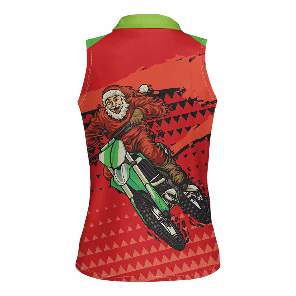 Braaap Women Sleeveless Polo Shirt Motorcross Santa Christmas - Wonder Print Shop