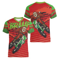 Braaap Women V-Neck T-Shirt Motorcross Santa Christmas - Wonder Print Shop