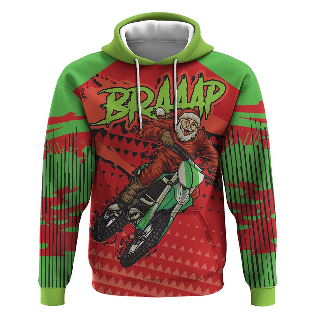 Braaap Zip Hoodie Motorcross Santa Christmas - Wonder Print Shop