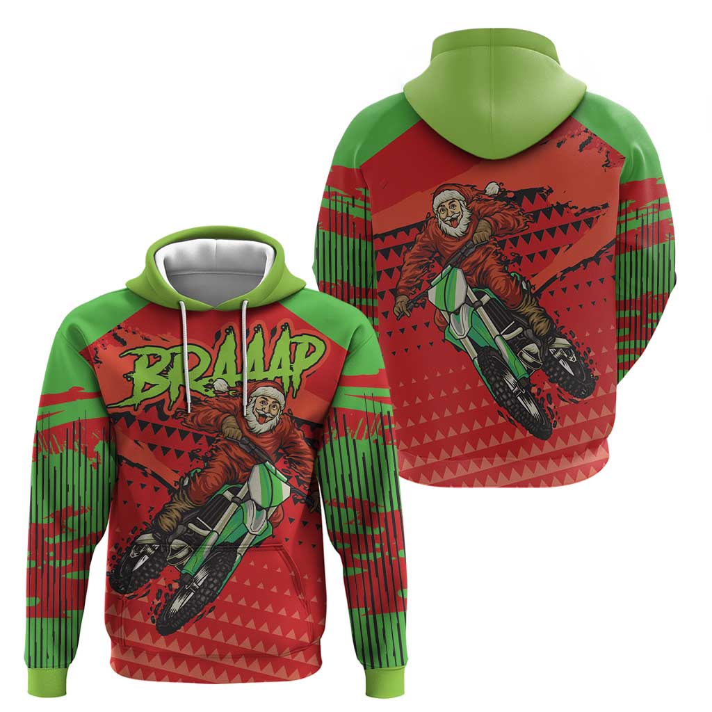 Braaap Zip Hoodie Motorcross Santa Christmas - Wonder Print Shop