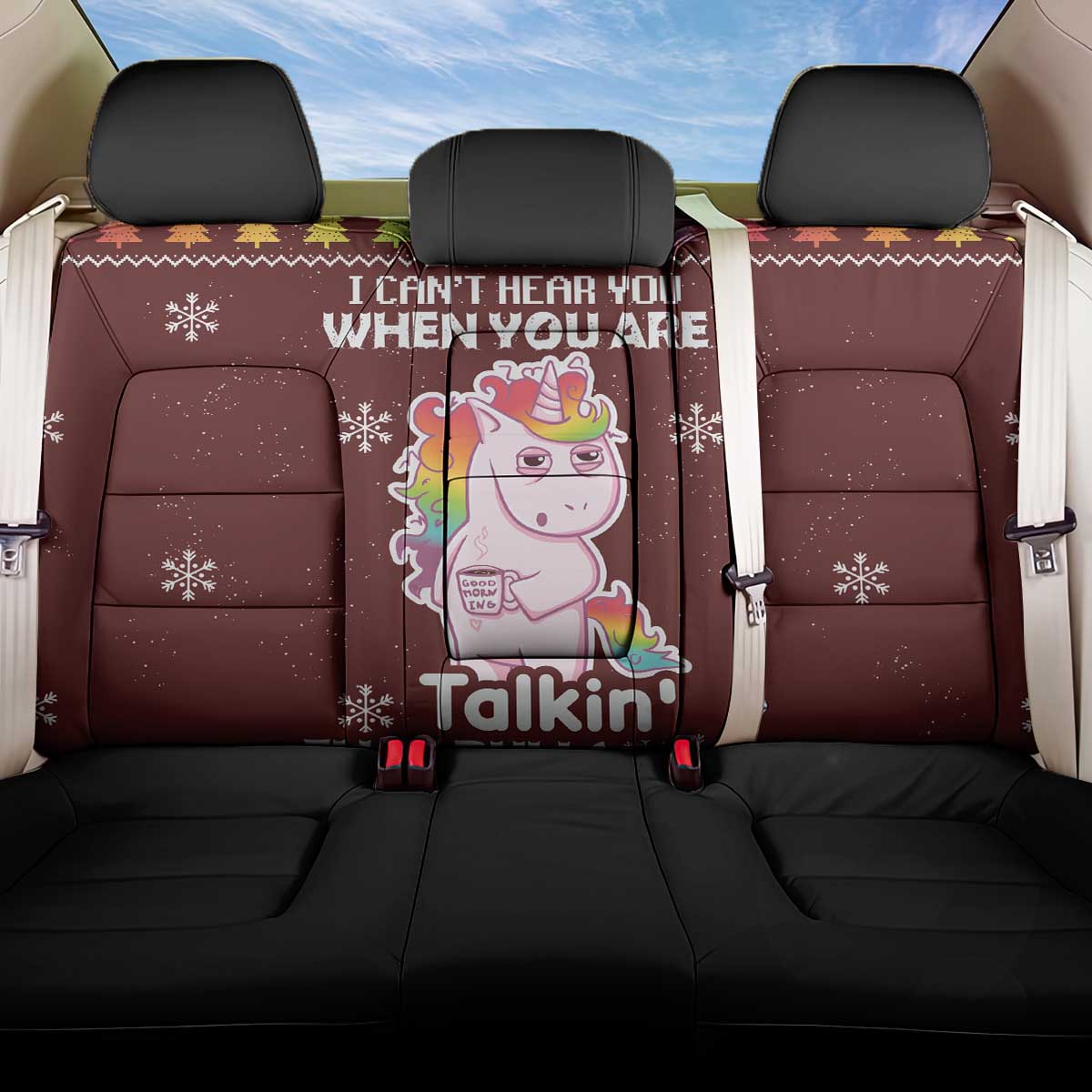Cant Hear You Unicorn Christmas Back Car Seat Cover - Wonder Print Shop